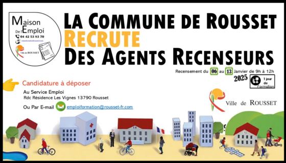 Ville de Rousset Recrutement agents recenseurs