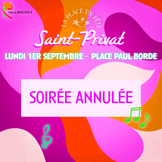 Soirée du 1er septembre Annulée