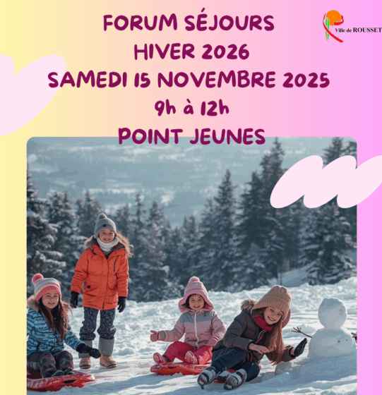 Forum séjours hiver 2026 samedi 15 novembre 2025 de 9h à 12h au Point Jeunes avenue de la Tuilière