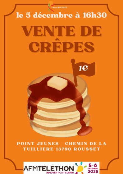 Téléthon 2025 : vente de crêpes au Point Jeunes vendredi 5 décembre à 16h30