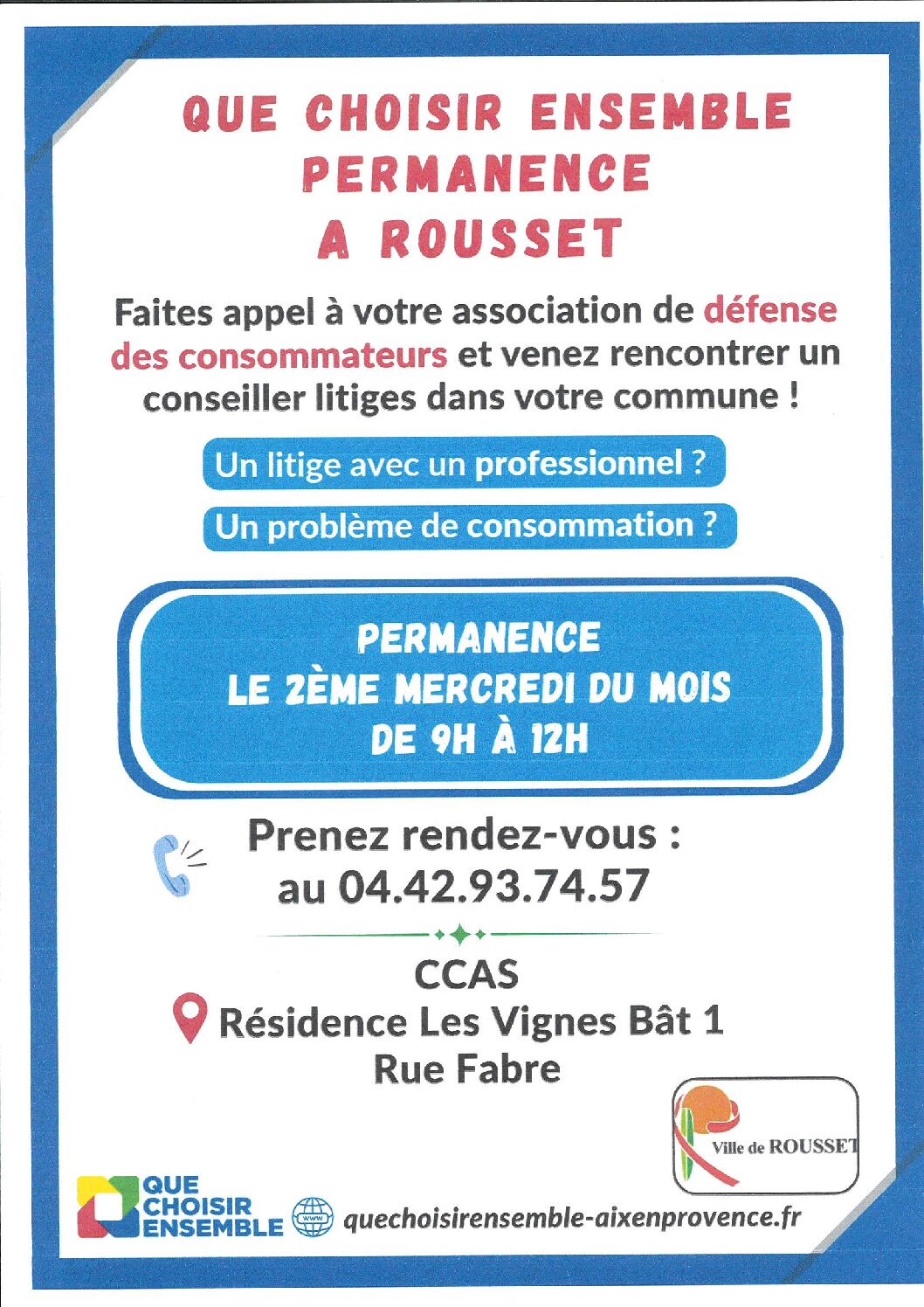 UFC QUE CHOISIR change de nom et devient QUE CHOISIR ENSEMBLE – Permanences à Rousset
