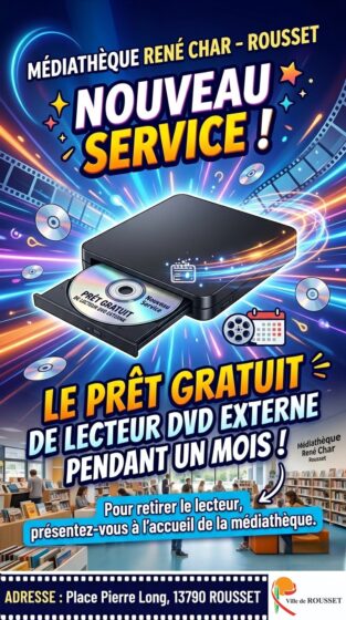 Médiathèque René Char : prêt gratuit de lecteur DVD externe pendant un mois