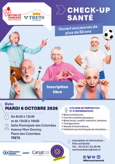 Check up santé pour les plus de 60 ans le 6 octobre 2026 à la Salle des Colombes à Trets