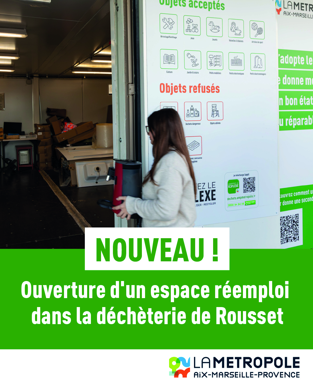 affiche espace réemploi à la decheterie